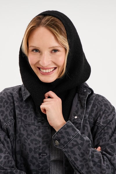 Cagoule en maille tricot noir femme