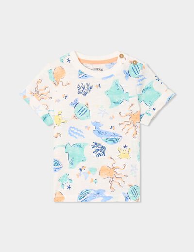 T-shirt manches courtes coton Creeks ecru bébé garçon