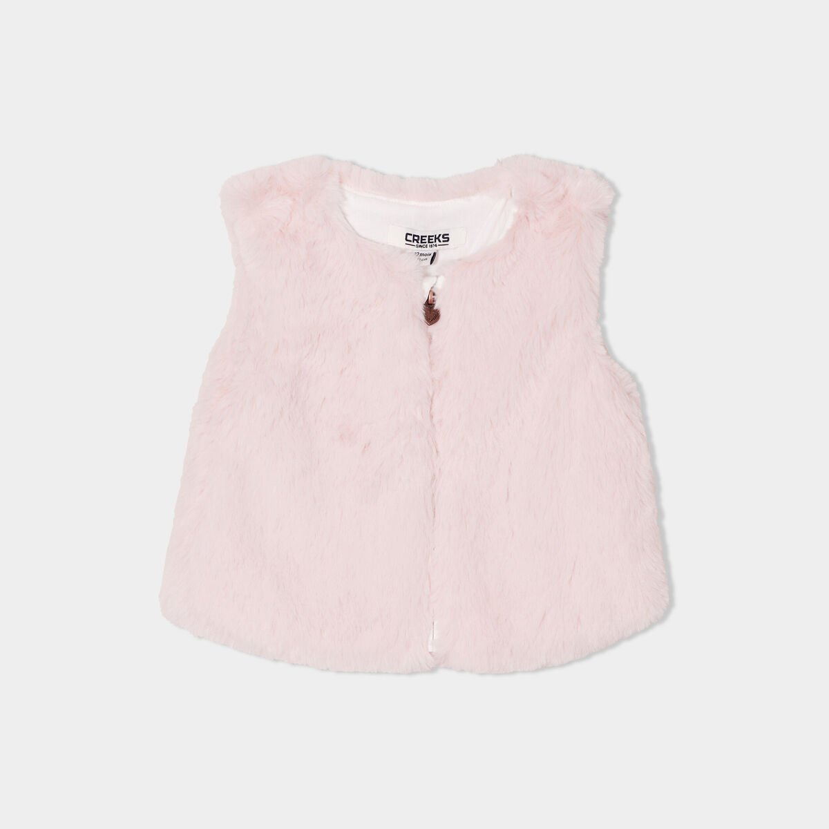Gilet fausse fourrure sans manches rose clair bébé fille