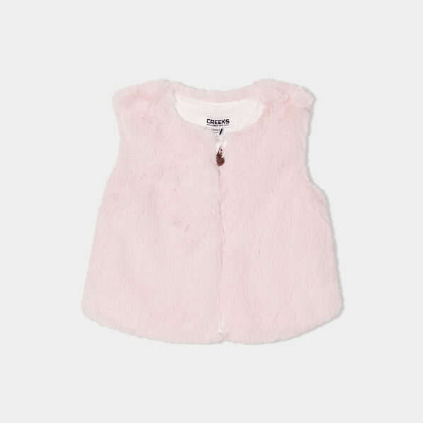 gilet fausse fourrure sans manches rose clair bebef Gilet fausse fourrure sans manches rose clair bébé fille