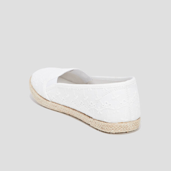 Ballerines brodées en toile blanc femme