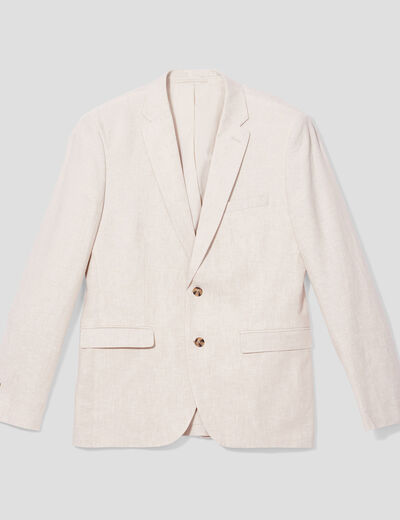 Veste blazer droite lin m&eacute;lang&eacute; ecru homme