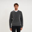 Pull droit col en V manches longues gris homme