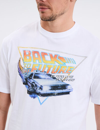 T-shirt coton Retour vers le futur blanc homme