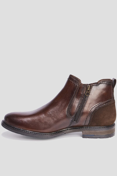 Bottines en cuir zippées Bram marron homme