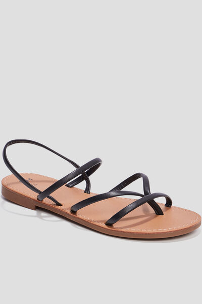 Sandales plates noir femme