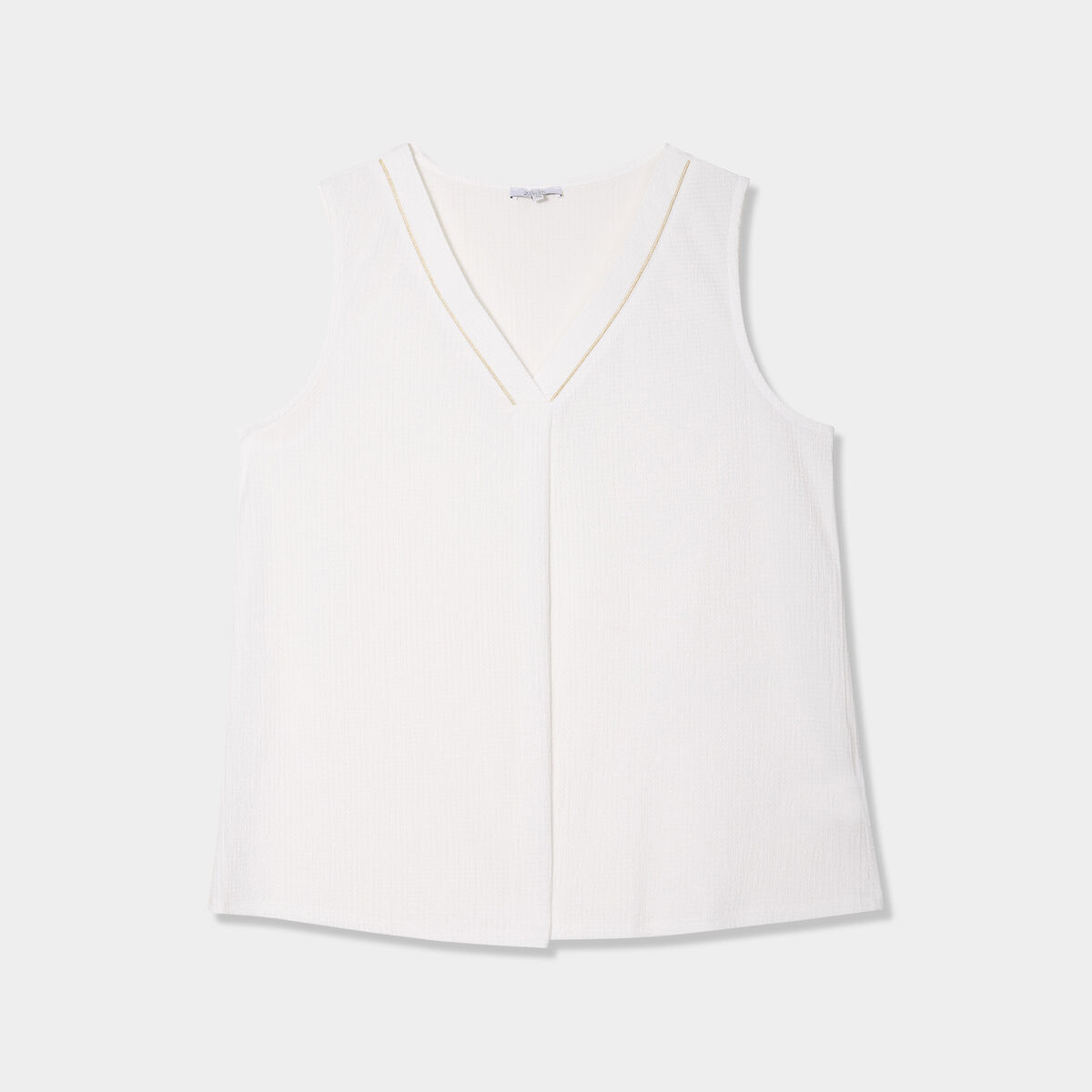 Débardeur fluide effet gauffré blanc femme grande taille