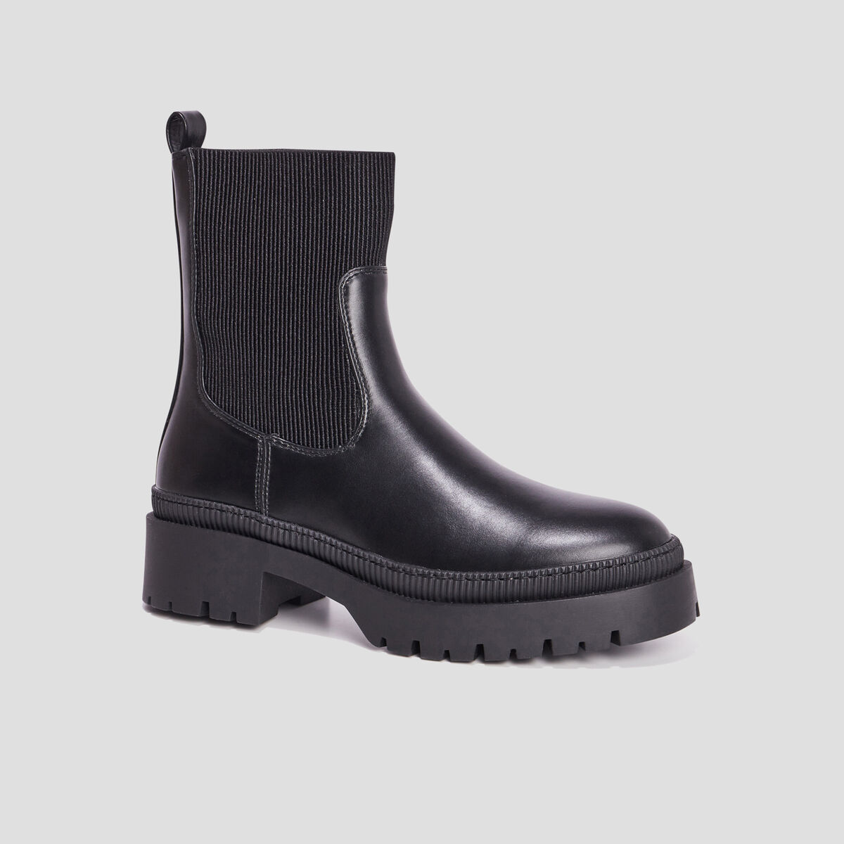 Bottines ranger crant&eacute;es noir femme