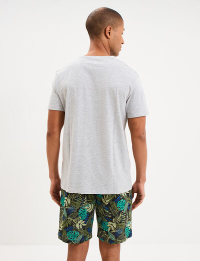 Ensemble pyjama short et t-shirt coton gris clair homme
