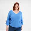 Pull manches 3/4 ajust&eacute; bleu electrique femme grande taille
