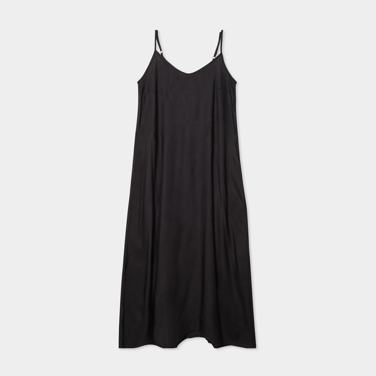 Robe longue fluide bretelles noir femme
