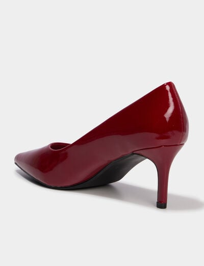 Escarpins vernis &agrave; talons aiguilles rouge fonc&eacute; femme