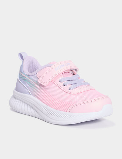 Baskets running à scratchs rose fille