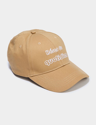 Casquette brod&eacute;e coton sable homme