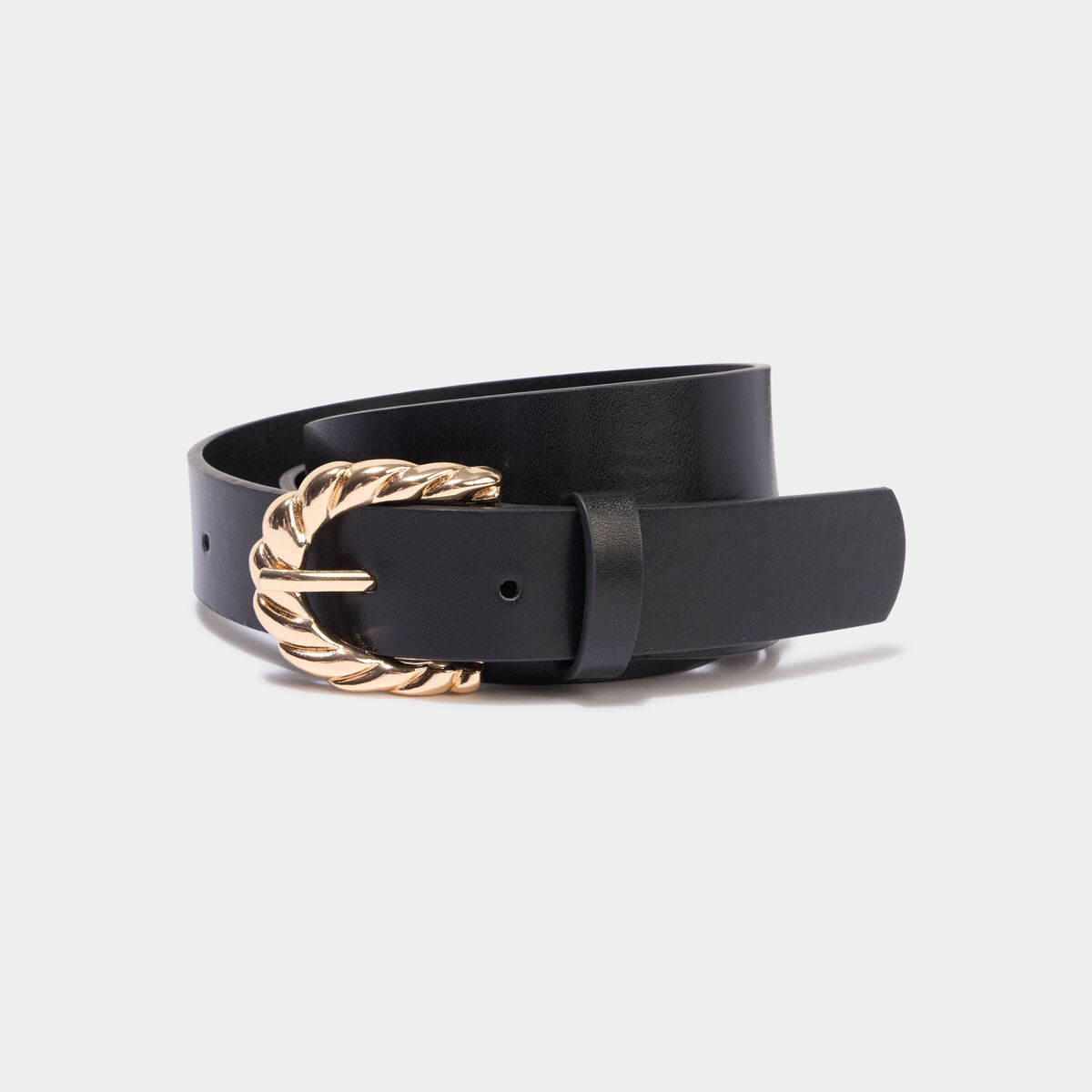 Ceinture avec boucle effet tress&eacute; noir femme