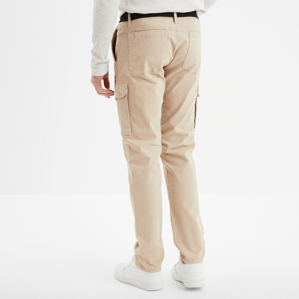 Pantalon cargo ceintur&eacute; Trappeur marron cognac homme