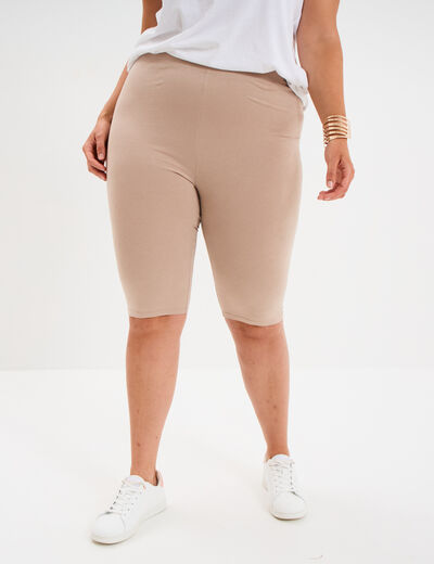Legging court cycliste coton sable femme grande taille