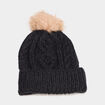 Bonnet &agrave; torsades et pompon noir femme