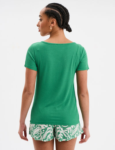Ensemble pyjama short et t-shirt vert femme