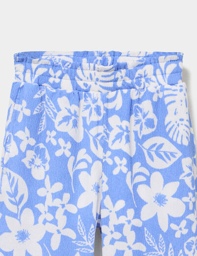 Pantalon taille &eacute;lastiqu&eacute;e effet froiss&eacute; bleu fille
