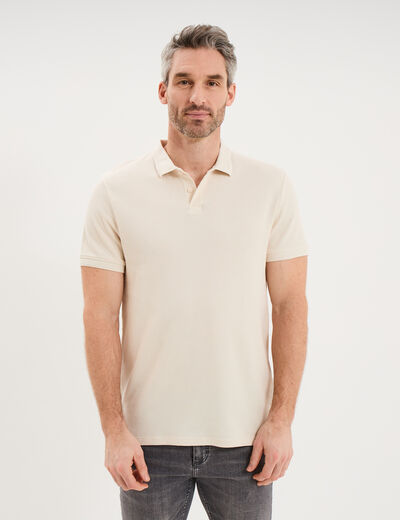 Polo textur&eacute; manches courtes coton ecru homme