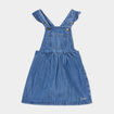 Robe salopette en jean avec volants denim stone bébé fille