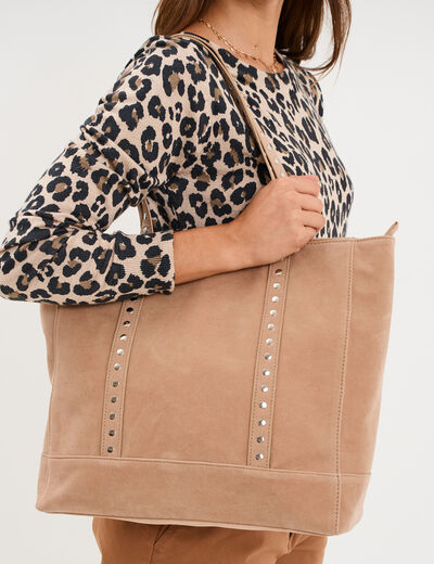 Sac cabas effet su&eacute;dine sable femme