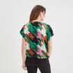 Blouse bijoux col en V manches courtes ecru femme
