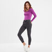 T-shirt manches longues col en V coton violet femme