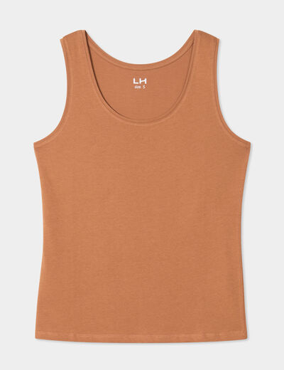 Débardeur bretelles larges coton marron clair femme