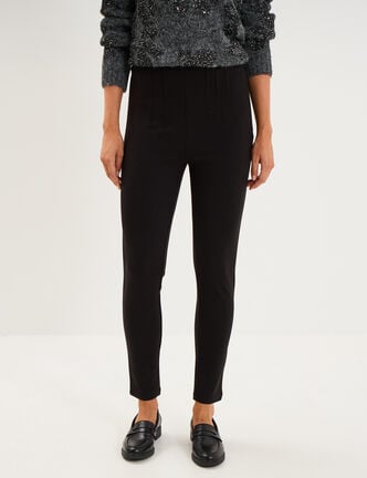 Legging taille haute stretch &agrave; pinces noir femme