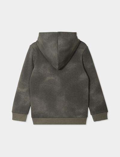 Sweat à capuche zippé vert kaki garçon