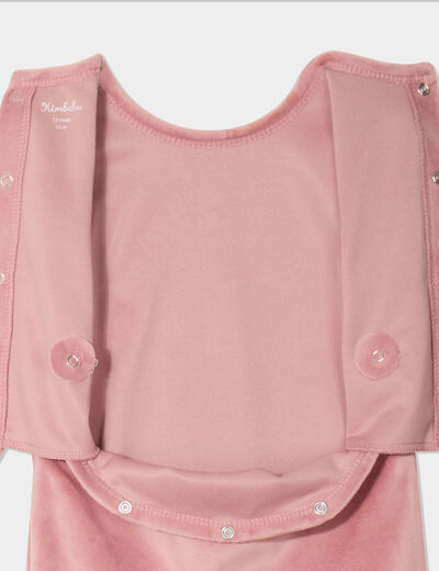 Dors-bien effet velours manches longues vieux rose bébé fille