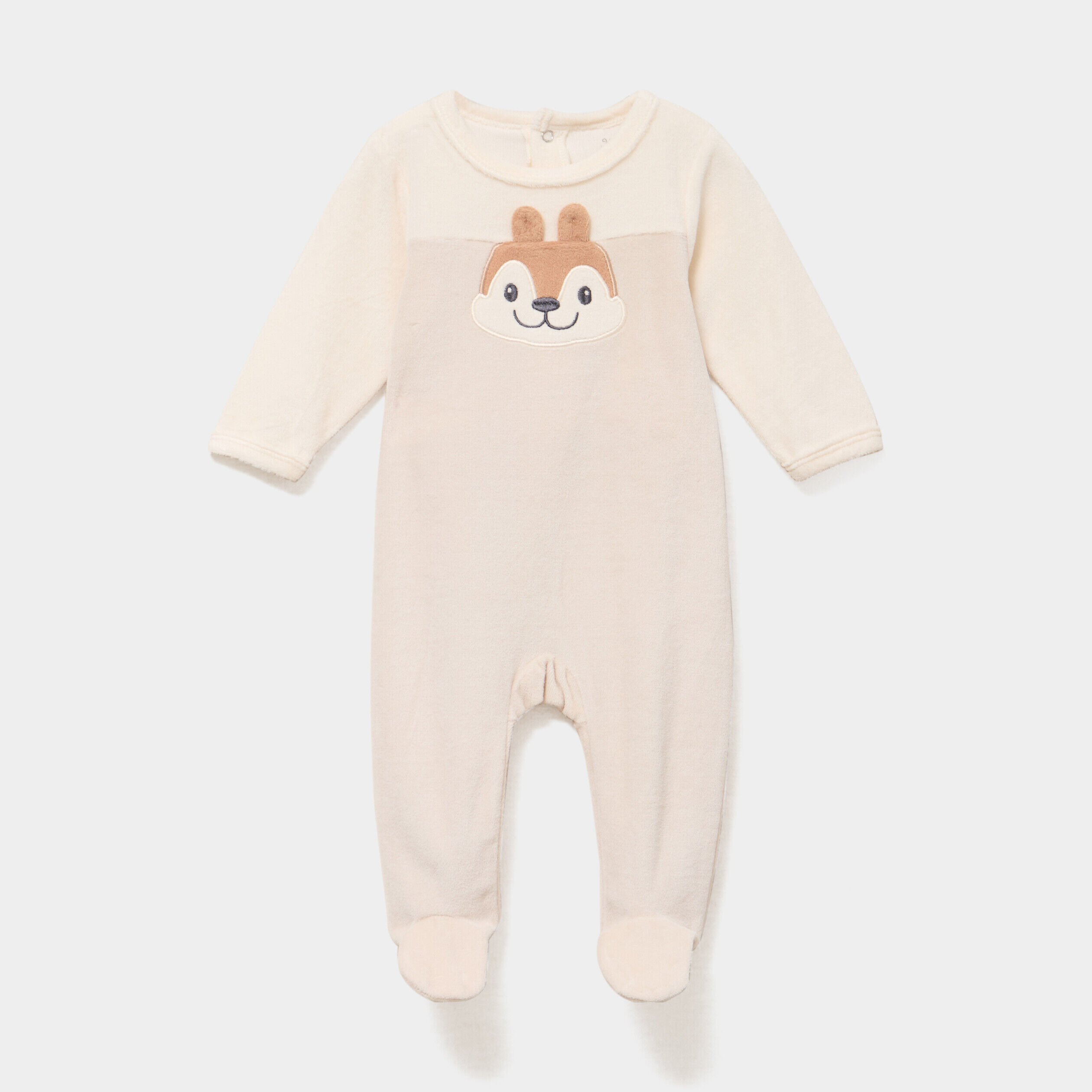 Dors-bien velours manches longues beige bébé