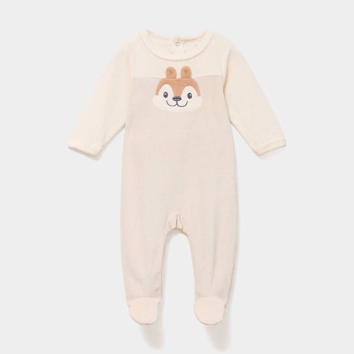 Dors-bien velours manches longues beige b&eacute;b&eacute;