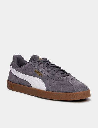 Baskets &agrave; lacets en cuir Puma Club II gris fonc&eacute; homme