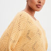 Pull ajour&eacute; manches 3/4 Liberto jaune clair femme