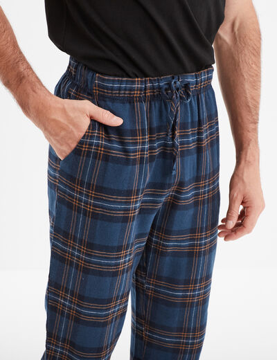 Pantalon de pyjama coton coupe droite bleu homme
