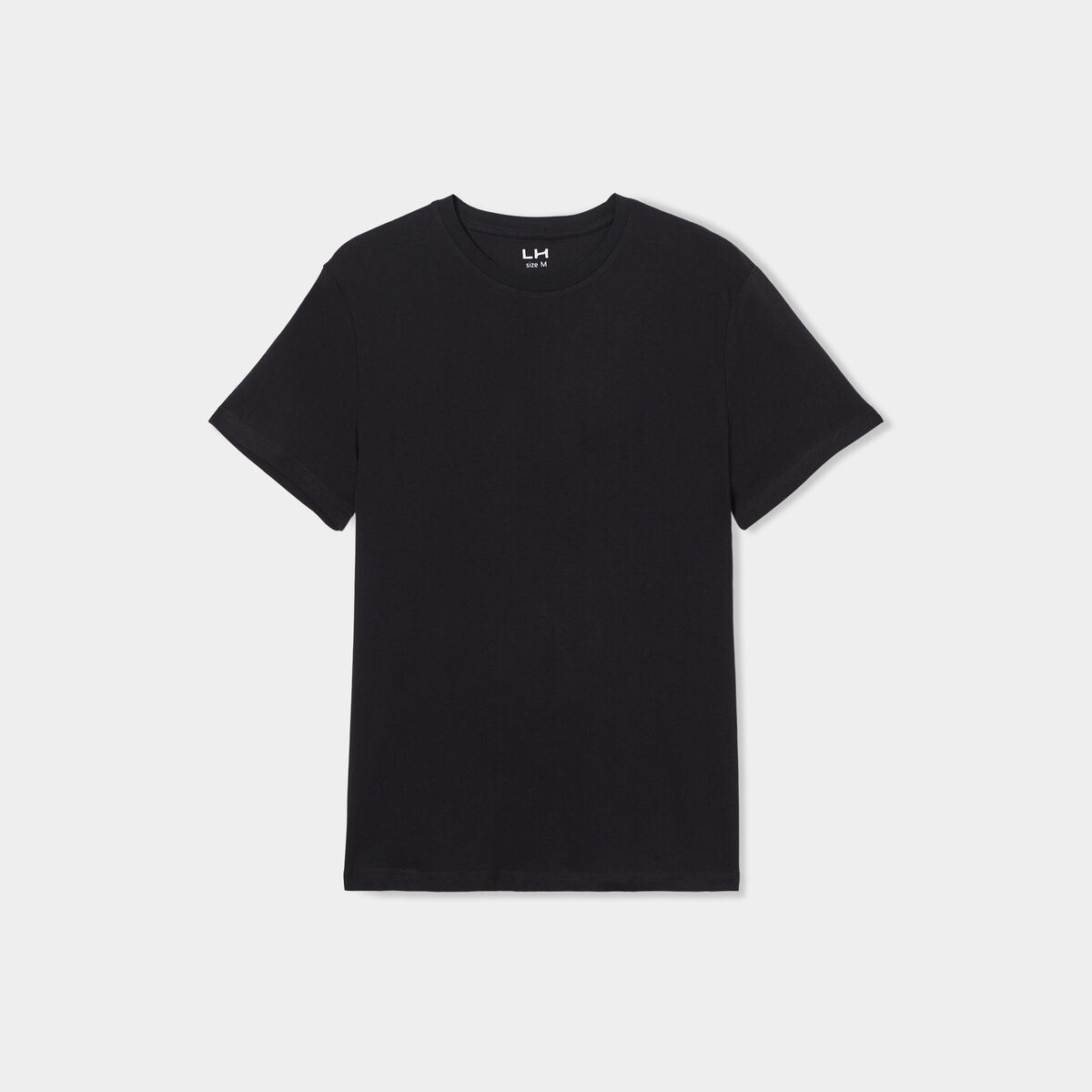 T-shirt droit en coton manches courtes noir homme