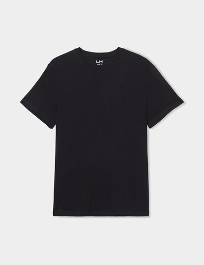 T-shirt droit en coton manches courtes noir homme