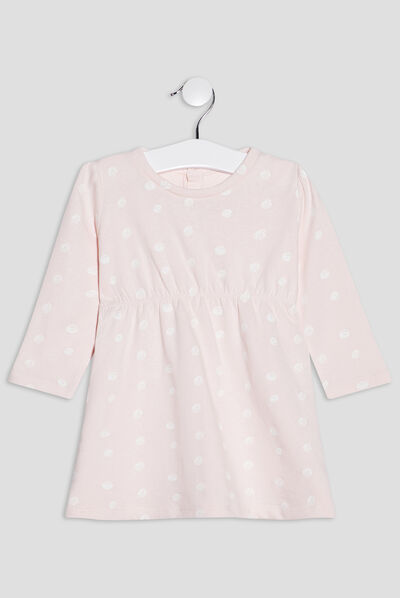 Robe droite molletonnée rose clair bébé fille
