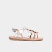 Sandales fleurs en cuir Creeks gris argent fille