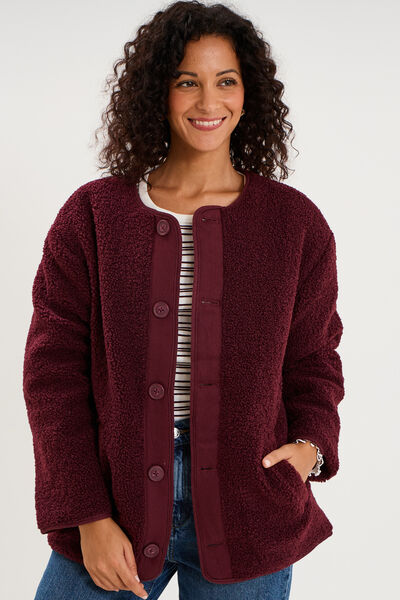 Veste polaire r&eacute;versible et matelass&eacute;e violet fonc&eacute; femme