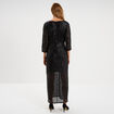 Robe longue fendue &agrave; sequins noir femme