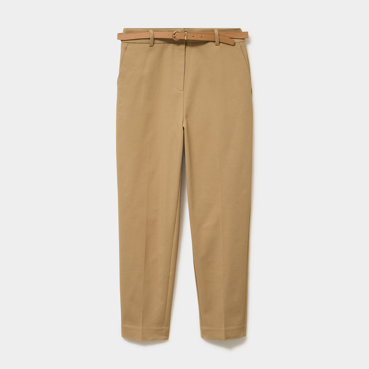 Pantalon chino ceinture amovible beige femme