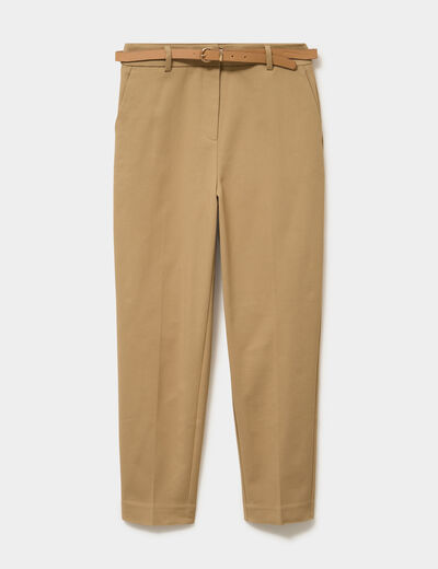 Pantalon chino ceinture amovible beige femme