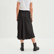 Jupe midi satinée évasée noir femme