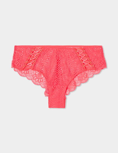 Shorty en dentelle rouge femme