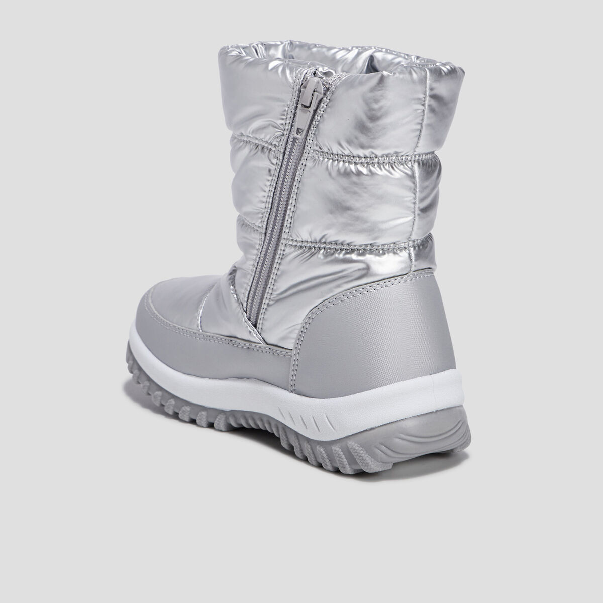 Bottes de neige métallisées gris argent fille