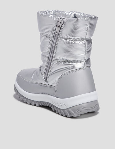 Bottes de neige métallisées gris argent fille